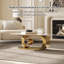 130 cm Gold Oval Marble Coffee Table With Stainless Steel Base, Modern Coffee Table for Living Room