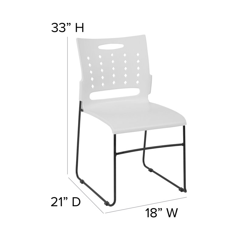 Heidi 881 lb. Capacity Sled Base Stack Chair with Air-Vent Back, White, 1