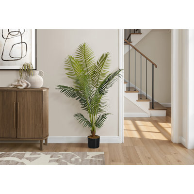 Plante artificielle, 57 po de haut, palmier, intérieur, faux, faux, plancher, verdure, pot, touche réelle, décoratif, feuilles vertes, pot