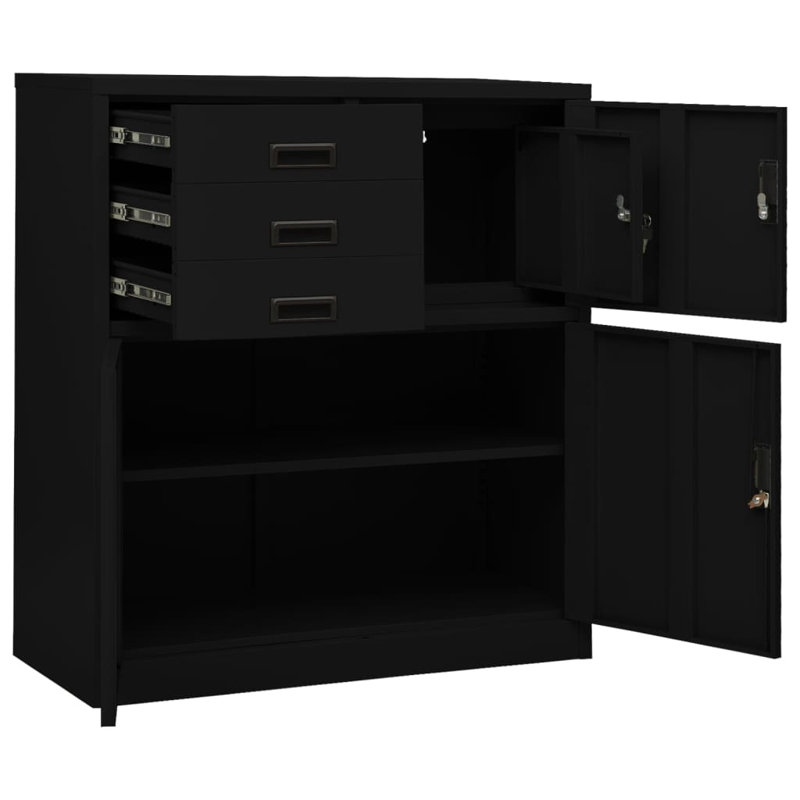 Bryshon 3 -Door 3 -Drawer, Black