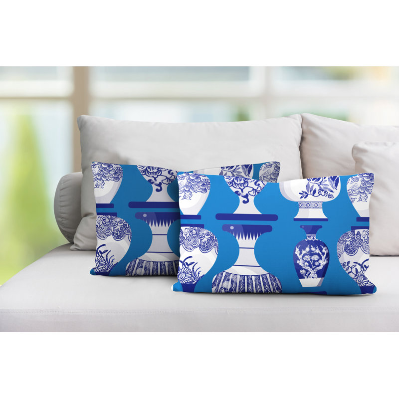 No Pattern And Not Solid Color Outdoor Reversible Throw Pillow