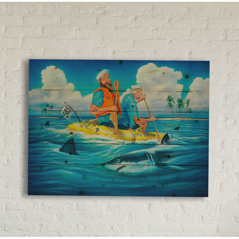 « sea dog survie », reproduction de peinture à l’acrylique sur bois