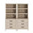 74" Tall Bookbookshelf, Large Farmhouse Bookcase With 3 Drawers Set Of 2, Wood Bookshelves Storage Cabinets For Living Room, Home Office, Library, Beige-1594478273
