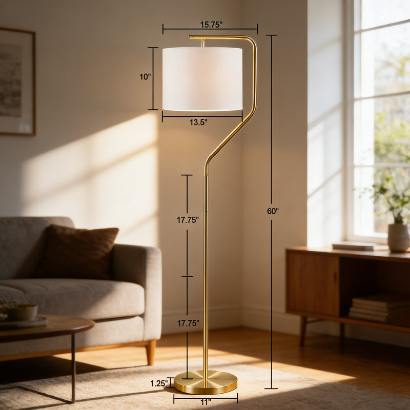 Lampe sur pied d'angle en métal