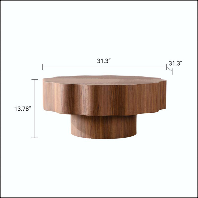 Table basse 31,5 "à rebords festonnés - forme ondulée, Walnut