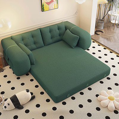78.7" Multi-Functional Foldable Sofa Bed, 3-in-1 Teddy Sleeper Sofa Bed