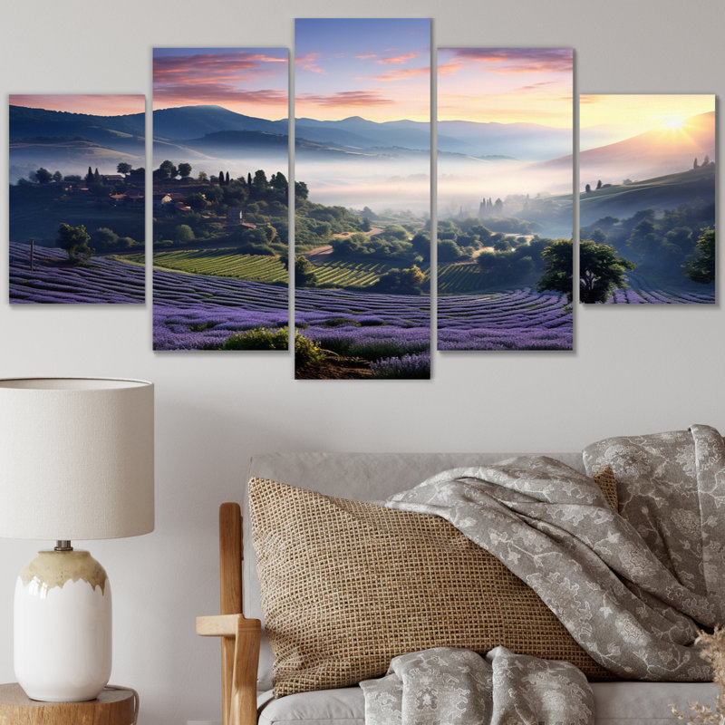 «French Misty Morning In Provence I» sur toile, reproduction de 5 pièces
