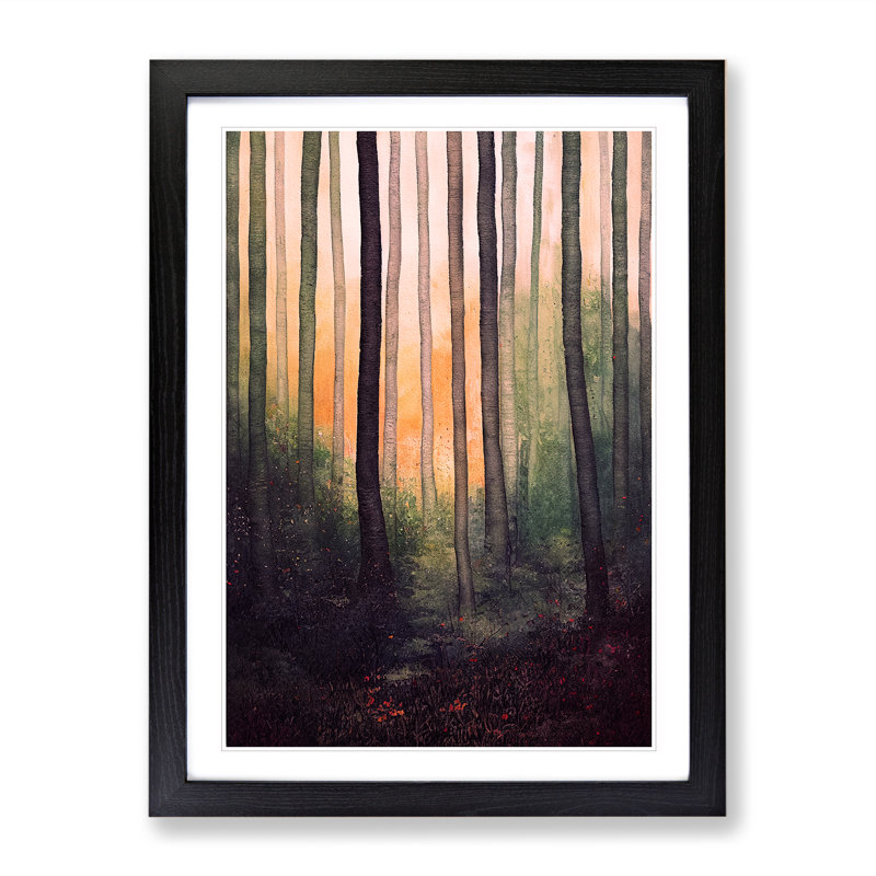 Forest No.7 - Single Picture Frame Painting, Black, 64cm H x 46cm W x 2cm D