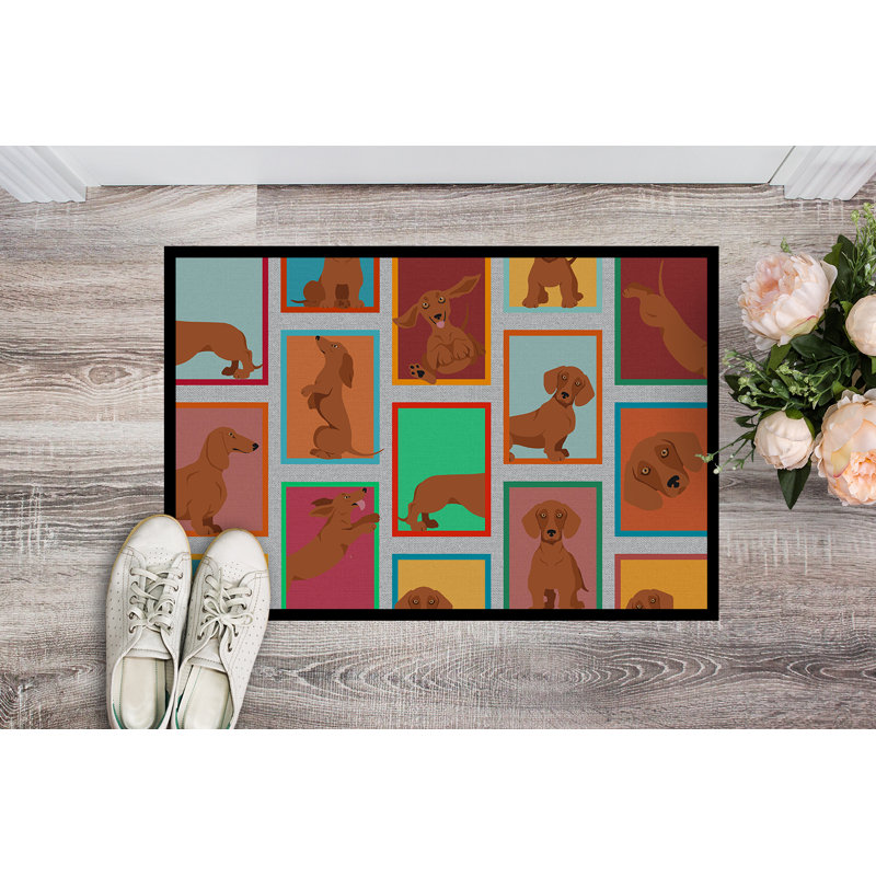 Lots of Red Dachshund Doormat 18x27, L 24 po x L 36 po