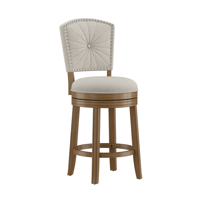 Tabouret de bar et de comptoir Fidelia, Tabouret de comptoir = siège d'une hauteur de 26 , Siège beige / structure brune