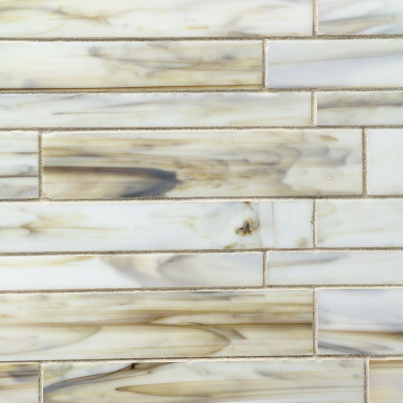 Matchstix Glass Linear Tile 12" x 12", Yellow/Gray