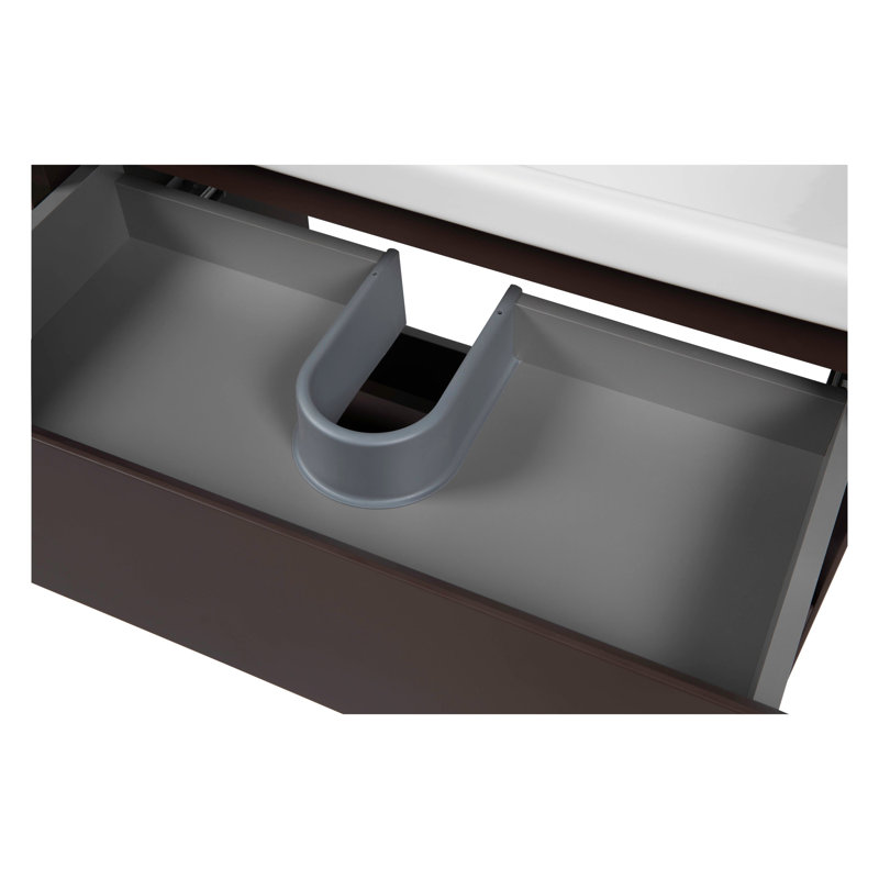 Elite Brown Matte Ceramic Single Bathroom Vanity with Mirror