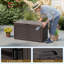 Costway 111cm W 380L Polypropylene Plastic Deck Box with Wheels in Brown