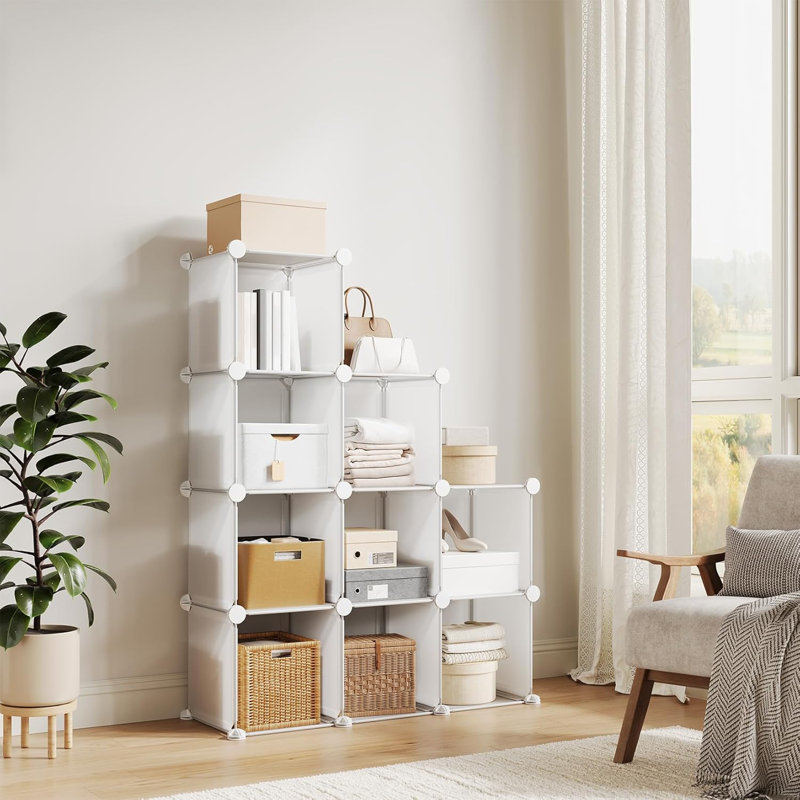 Cube Storage Organizer - Heavy-Duty Modular Cube Shelf, 11.8" x 11.8" x 11.8" Stackable DIY Closet Shelves with Anti-Tip Feet & Tool Kit