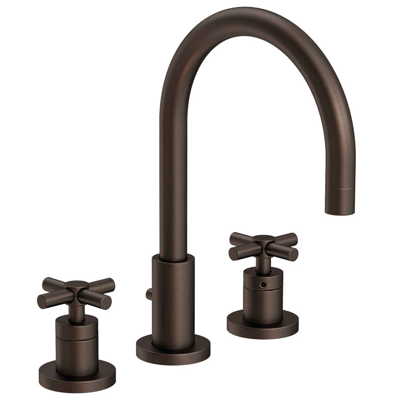 East Linear Widespread Bathroom Faucet with Drain Assembly, English Bronze