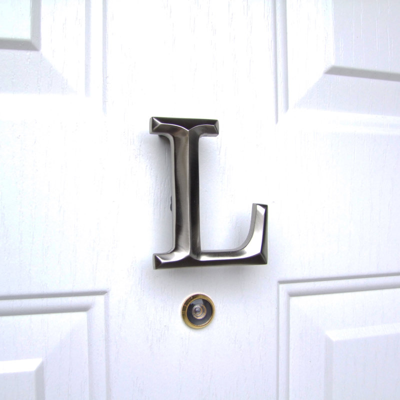 Heurtoir de porte lettre monogramme, Nickel, L