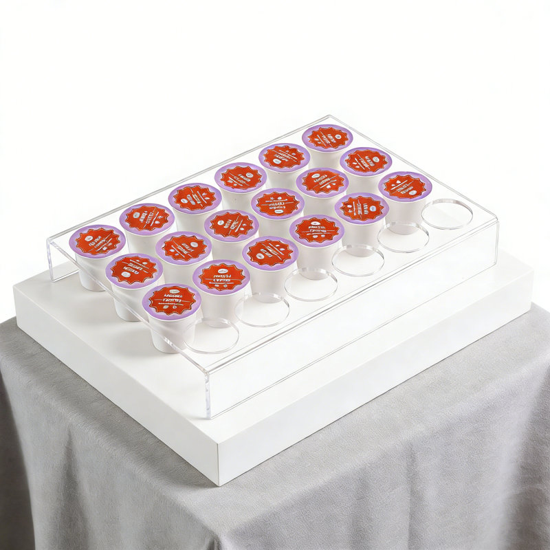 Ensemble de 2 boîtes à café en acrylique transparent, plateau à 24 fentes pour porte-gobelets pour le comptoir ou le tiroir, compatible avec les dosettes Keurig