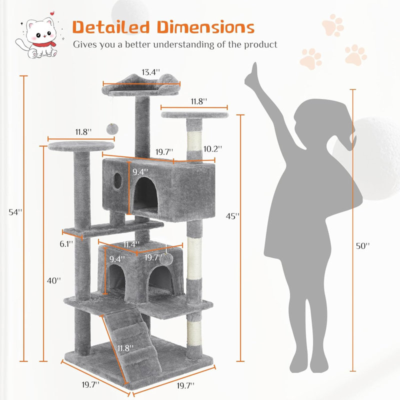 Cat Tree Tower, Light Grey