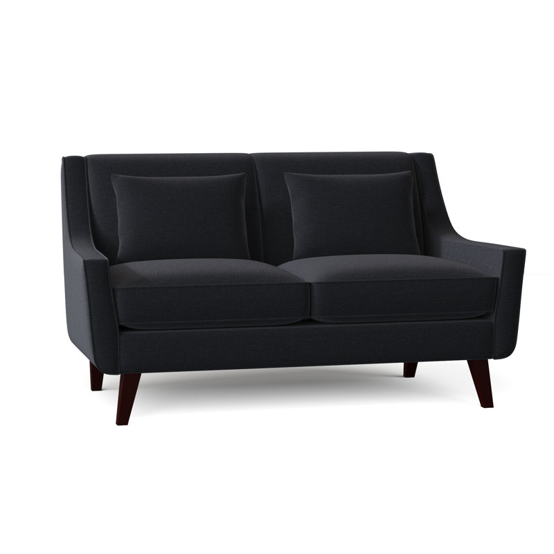 Causeuse à accoudoirs évasés de 61 po avec coussins réversibles Gros, Chenille marine Napa
