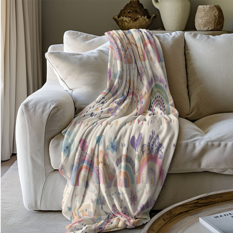 Lignes colorées - couverture en sherpa de qualité supérieure 1 pièce, L 60 po x l 50 po