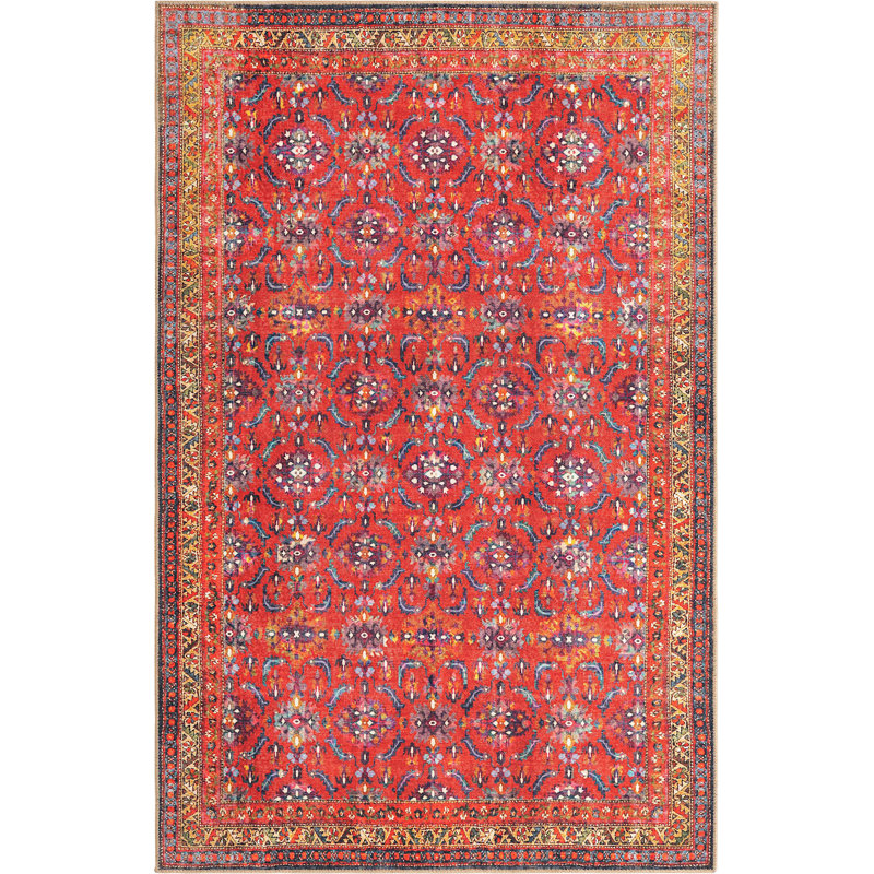 Mcclamma Chenille Oriental Indoor Rug, Rectangle 5' x 8'