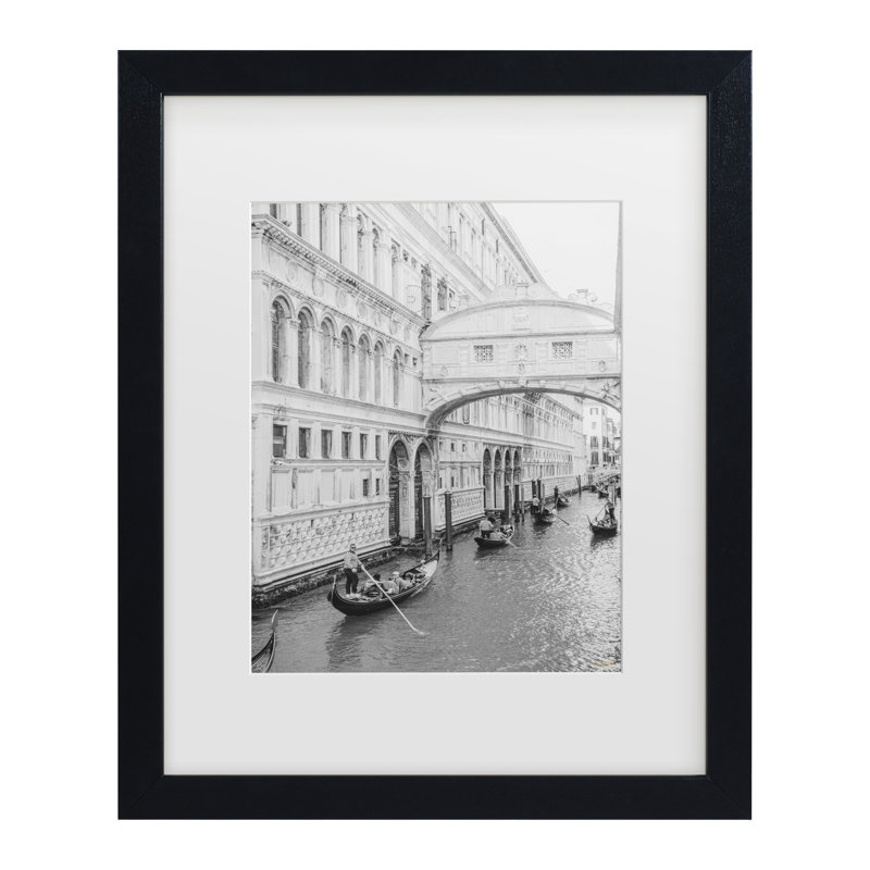 Art encadré de la gondole de Venise, H 13 po x l 16 po, Cadre noir