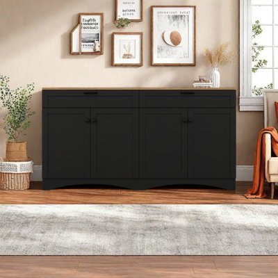 Tv Cabinet With Adjustable Shelves & Storage Drawers, Sideboard Buffet For Living Room, Bedroom, Or Dining Room, Multifunctional Media Console