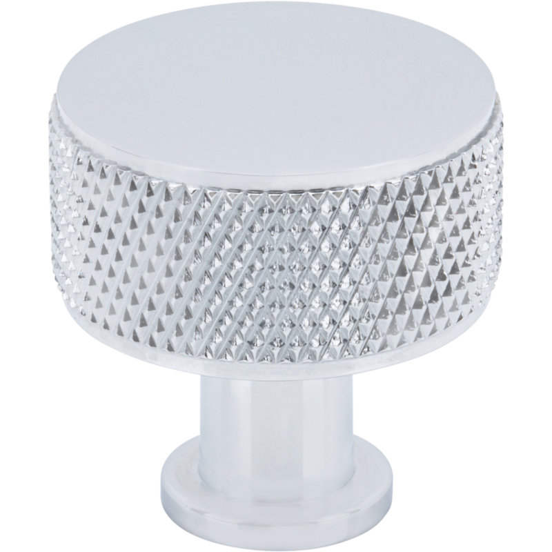 Beliza 1 1/8" Diameter Cylindrical Knurled Knob, Polished Chrome