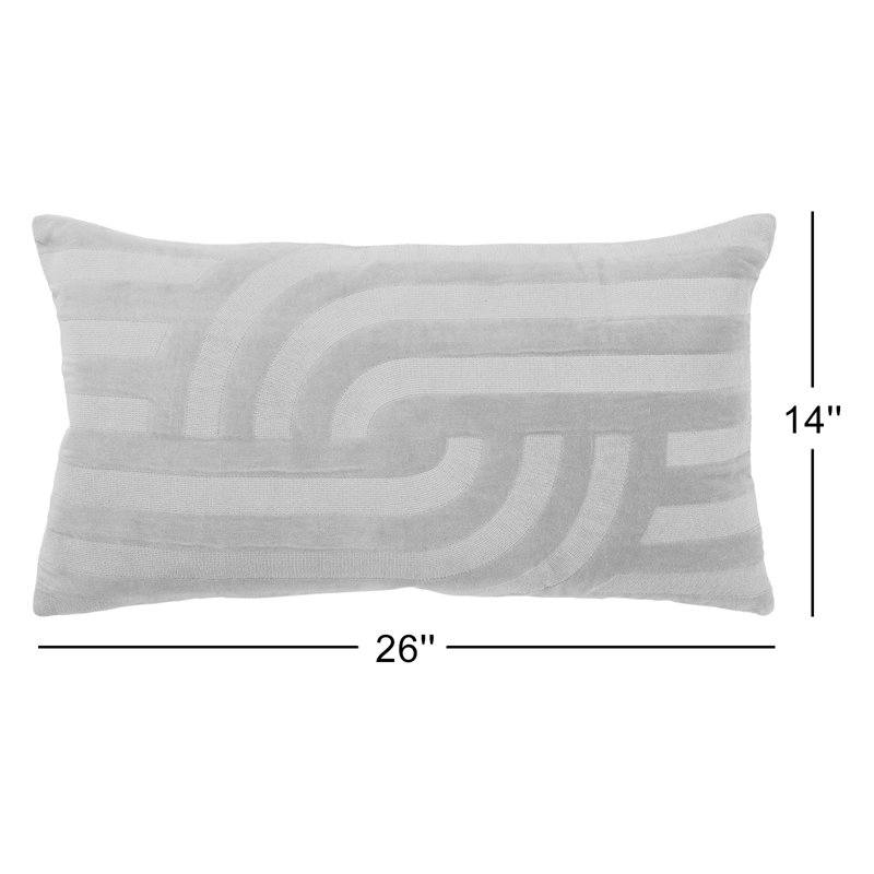 Embroidered Cotton Lumbar Throw Pillow, Green