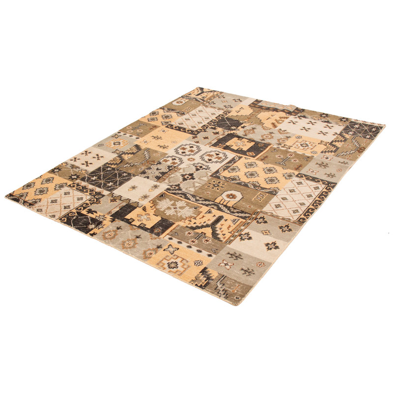 Tapis gris en laine noué à la main