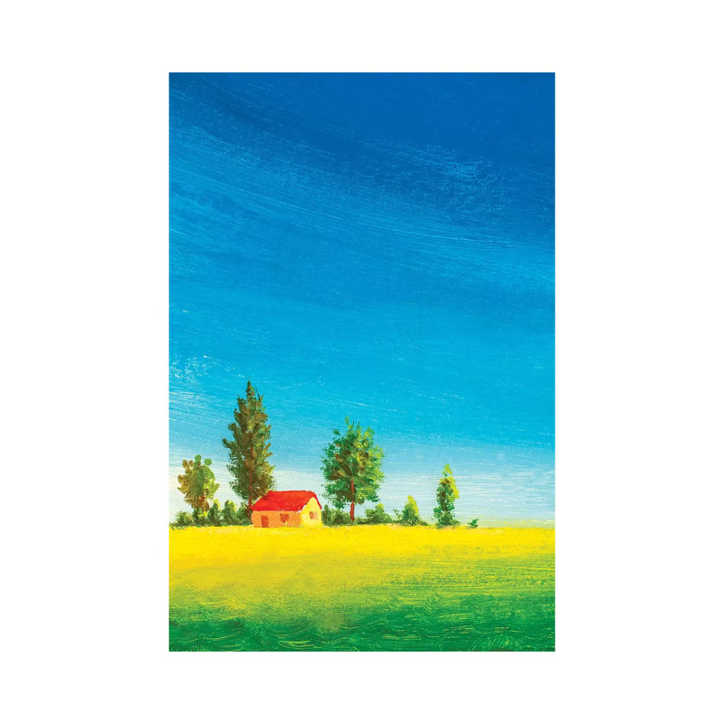 Beautiful House On Green Meadow by Valery Rybakow - Painting on Canvas, Wrapped Canvas, 45.72cm H x 30.48cm W x 1.91cm D