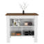 Îlot de cuisine, trois tablettes, finition blanche / noyer-1870592418