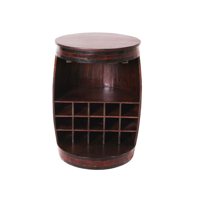 Rivero 67cm Solid Wood Wine Bar, Dark brown