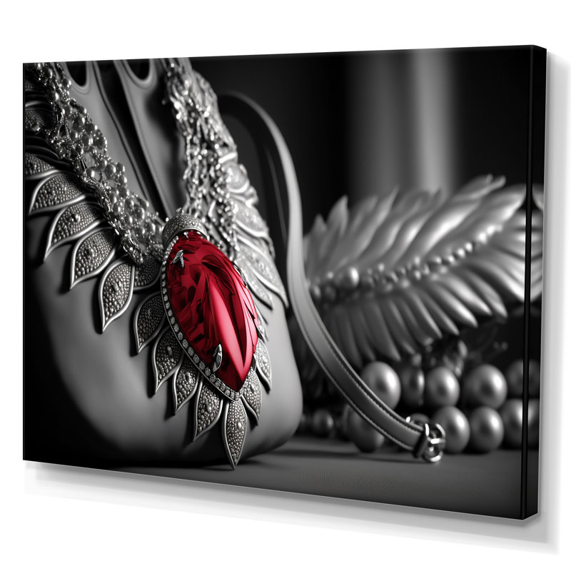 Nessy Vintage Glam Accessoires en rouge et noir II - reproduction sur toile, H 12 po x l 20 po x P 1 po, Toile tendue