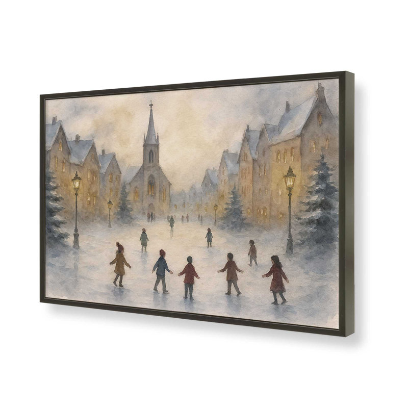 «Frosted Village Joy», reproduction d'art, 18 po x 24 po, Noir satiné