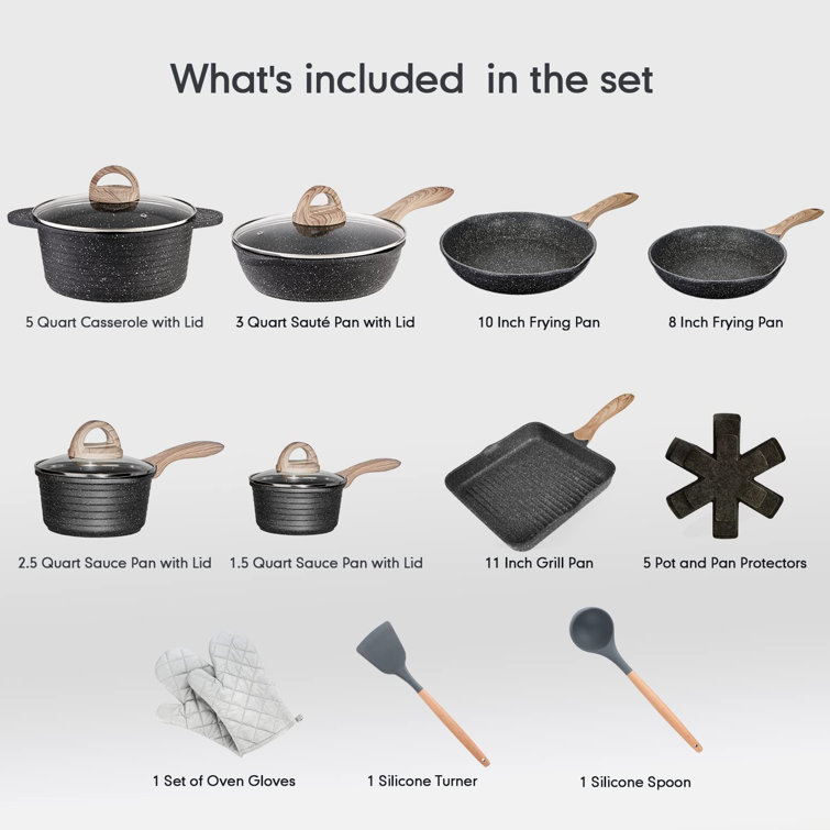 c&g outdoors 16 - Piece Non-Stick Aluminum Cookware Set