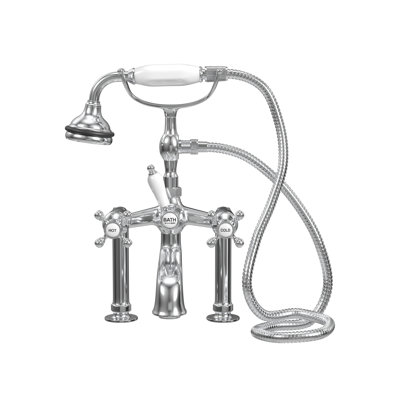 Garniture de robinet de baignoire sur pattes à deux poignées avec inverseur et douchette