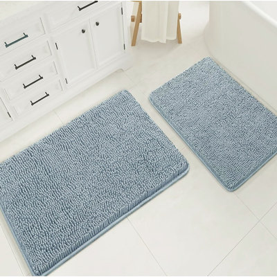 Ensemble de 2 tapis de salle de bain en chenille moelleux et moelleux