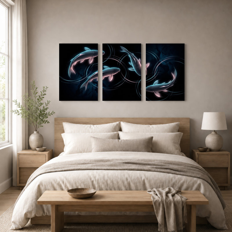 Ensemble de 3 peintures sur toile bleu et rose, 30"H x 20"W x 3pcs