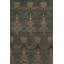 Rug & Kilim’S Block Print Rug, Teal And Gray Tones With Whimsical Floral Pattern