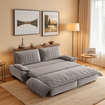 Canapé-lit escamotable de 73,2 po pour grand lit, causeuse convertible 3-en-1 en velours, canapé multifonctionnel pour les petits espaces et la chambre d'amis