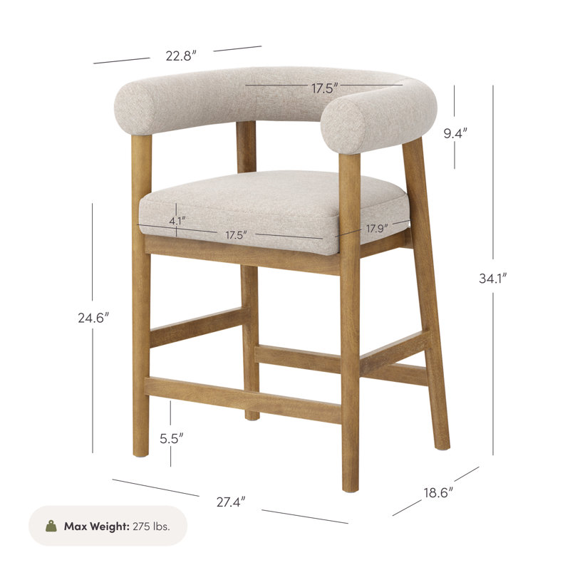 Tabouret de bar avec pieds en bois massif et dossier courbé, ensemble de 2, 2