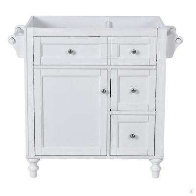Meuble-lavabo de salle de bain de 30 po sans lavabo supérieur, armoire de rangement moderne avec 2 tiroirs et un tiroir rabattable (BASSIN INCLUS)