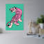 Fierce Pink Tiger Contemporary Retro Tiger Wall Art Print-701523066