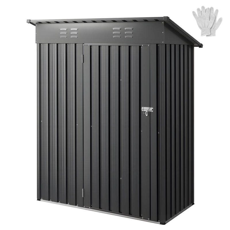 Remise à outils imperméable en métal 5 x 3 pi avec 2 évents à persiennes gris