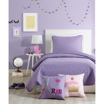 Ensemble de courtepointe réversible en microfibre surpiquée Coty
