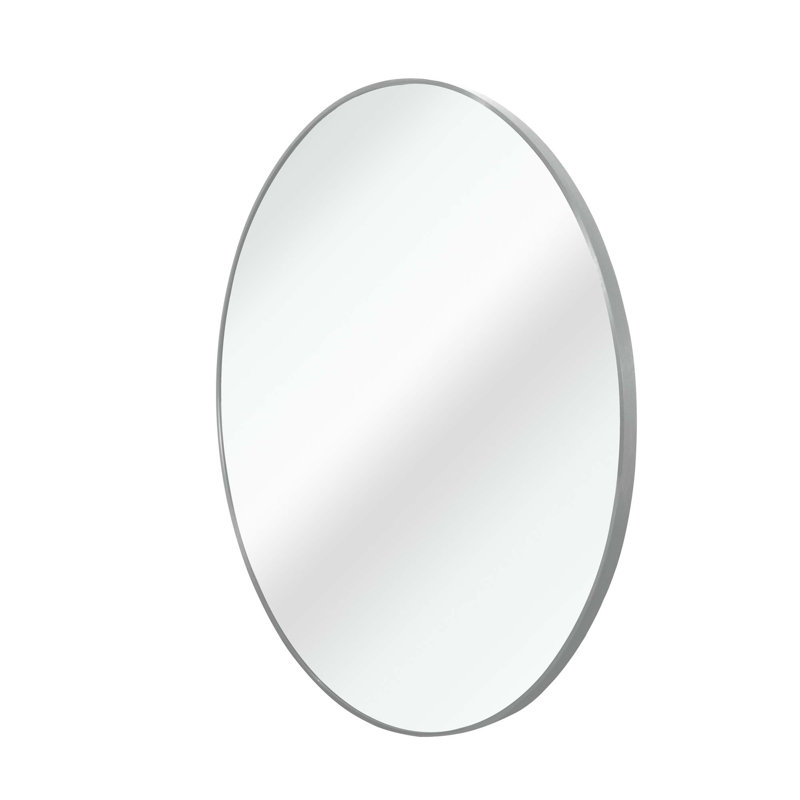 Metal Round Bathroom Mirror, 32" x 32", Silver