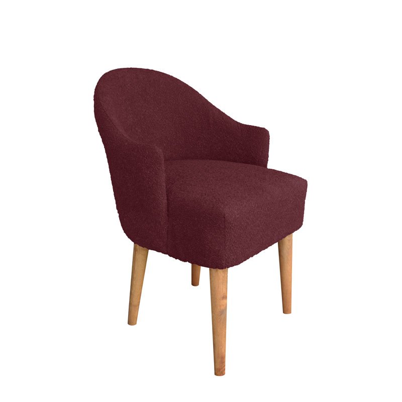 50cm H Polyester Blend Upholstered Slat Back Armchair, Burgundy