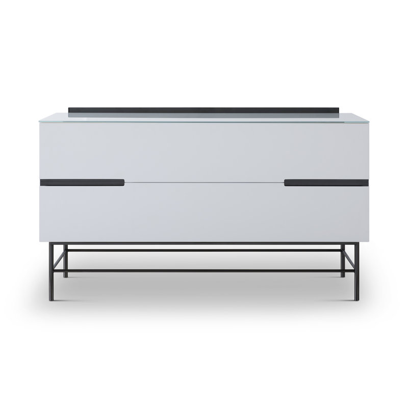 Nicholls 110cm Sideboard, Matt White/Brushed Brass