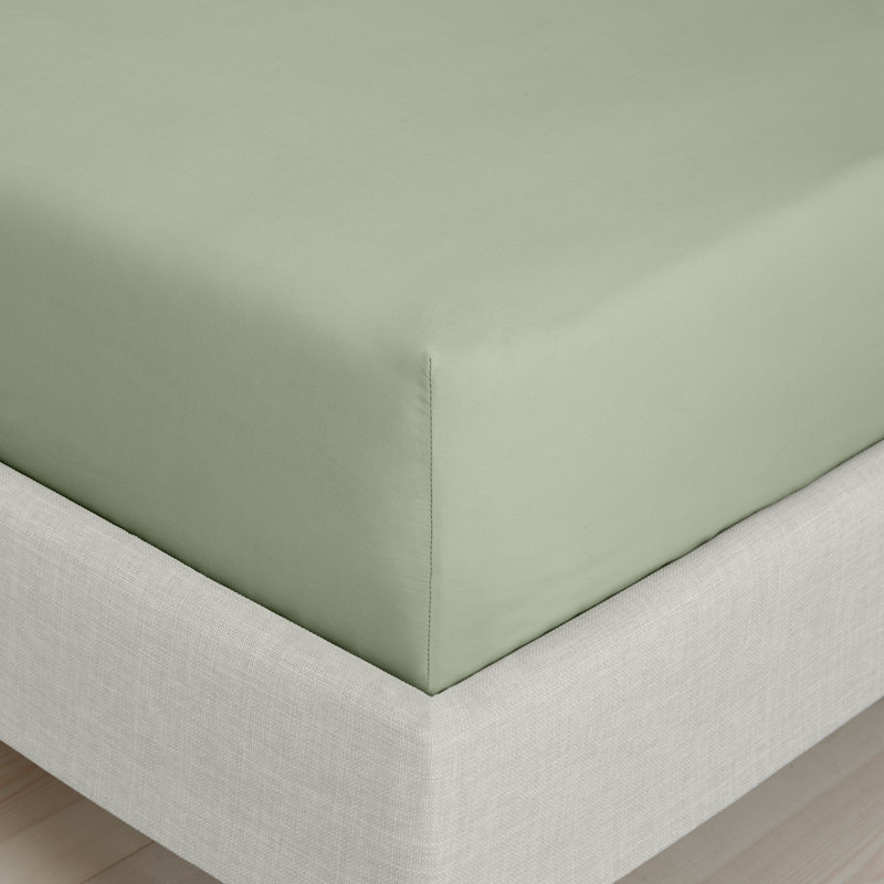 200 Thread Count 100% Cotton Extra Deep Fitted Sheet, Green, Kingsize (5')